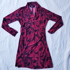 Norma Kamali Feather Print Long Sleeve Dress